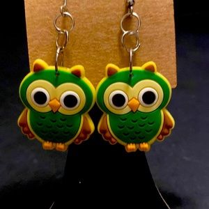 Green Owl Earring